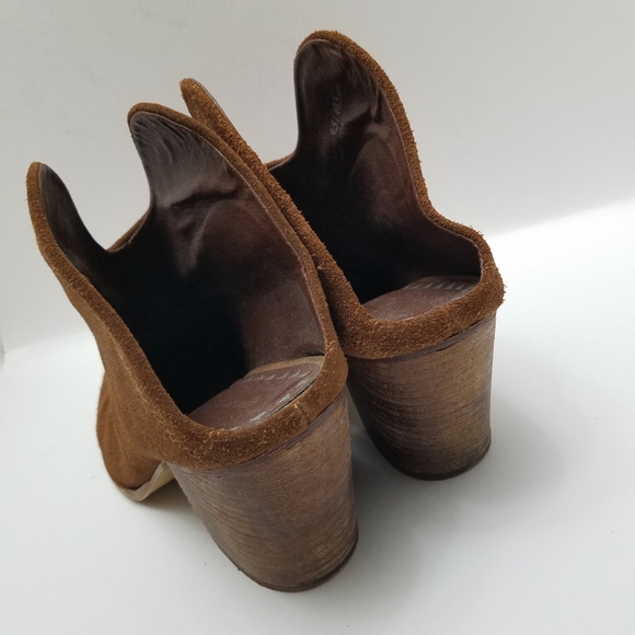 Chinese Laundry 10 Kelso Slip On Ankle Bootie Block Heel Open Back Brown Suede - Picture 6 of 10